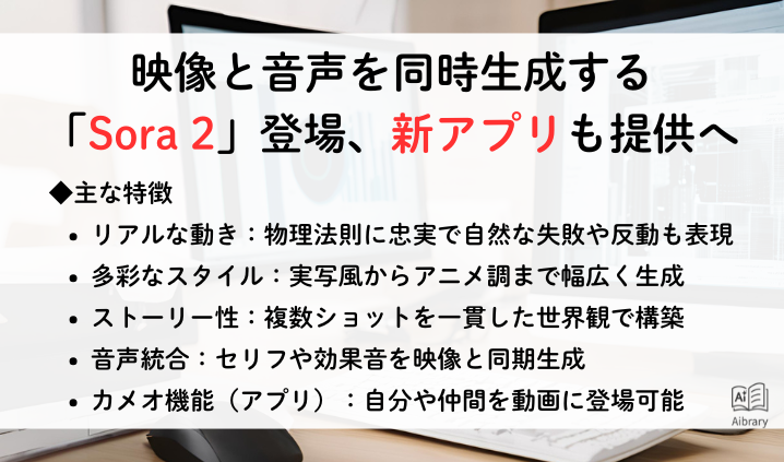 映像と音声を同時生成する「Sora 2」登場、新アプリも提供へ