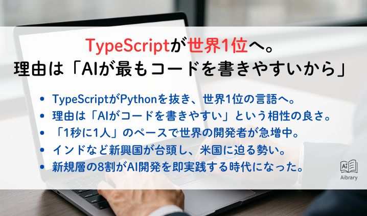 TypeScriptが世界1位へ。理由は「AIが最もコードを書きやすいから」