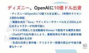 ディズニー、OpenAIに10億ドル出資