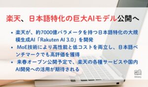楽天、日本語特化の巨大AIモデル公開へ