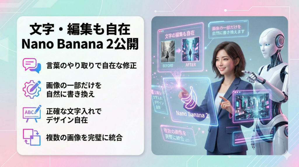 文字・編集も自在 Nano Banana 2公開_アイキャッチ_女性が違うver