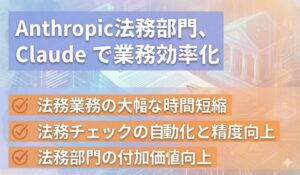 Anthropic法務部門、Claudeで業務効率化