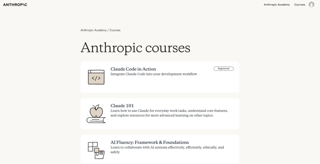 Anthropic Academy手順4_サインイン後