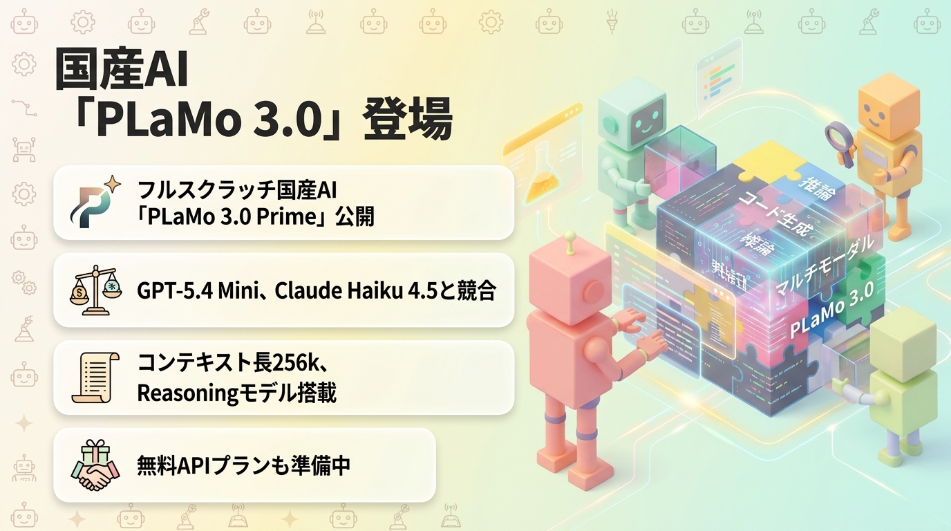 国産AI「PLaMo 3.0」登場